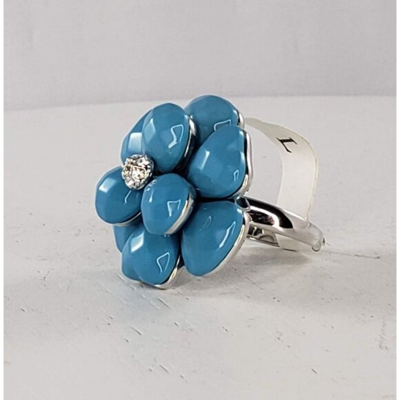 Camilla Lucia CL Turquoise Toned Blue Flower Ring R3079 L Costume Jewelry - Picture 7 of 8